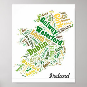 Ireland Cities Word Art  Poster