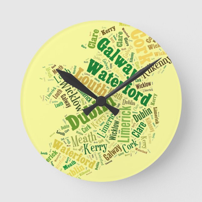 Ireland Cities Word Art Round Clock (Front)