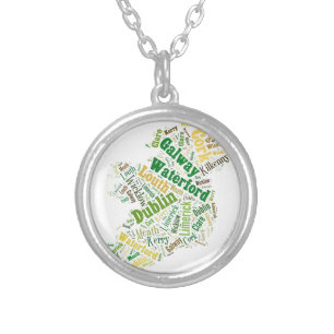 Ireland Cities Word Art Silver Plated Necklace