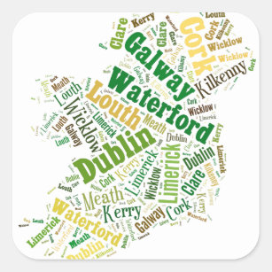 Ireland Cities Word Art Square Sticker