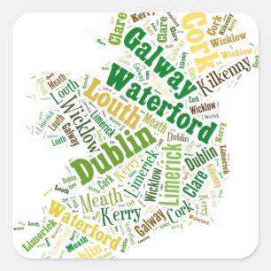 Ireland Cities Word Art Square Sticker