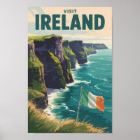 Ireland Cliffs of Moher Illustration Travel Art