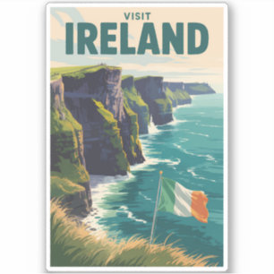 Ireland Cliffs of Moher Illustration Travel Art Sticker