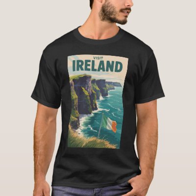 Ireland Cliffs of Moher Illustration Travel Art T-Shirt
