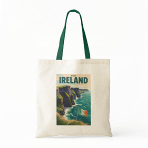 Ireland Cliffs of Moher Illustration Travel Art Tote Bag