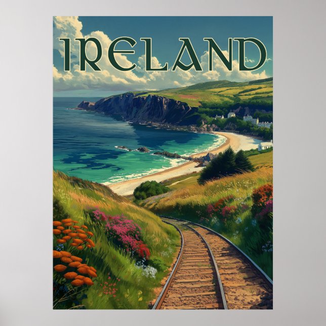 Ireland Coastline Vintage Travel Poster (Front)