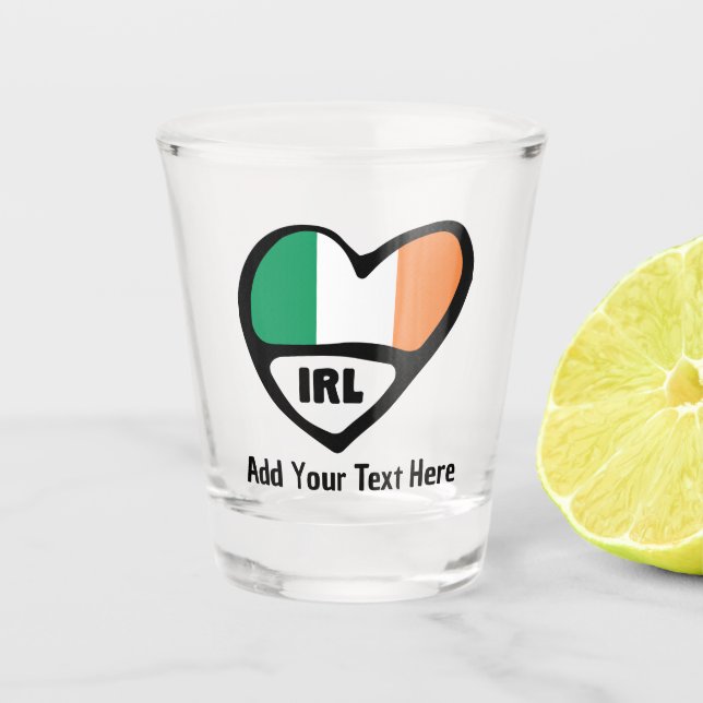 Ireland Country Code Flag Heart With Custom Text Shot Glass (Front)