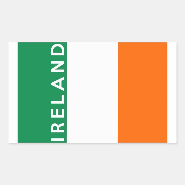 ireland country flag symbol name text rectangular sticker (Front)