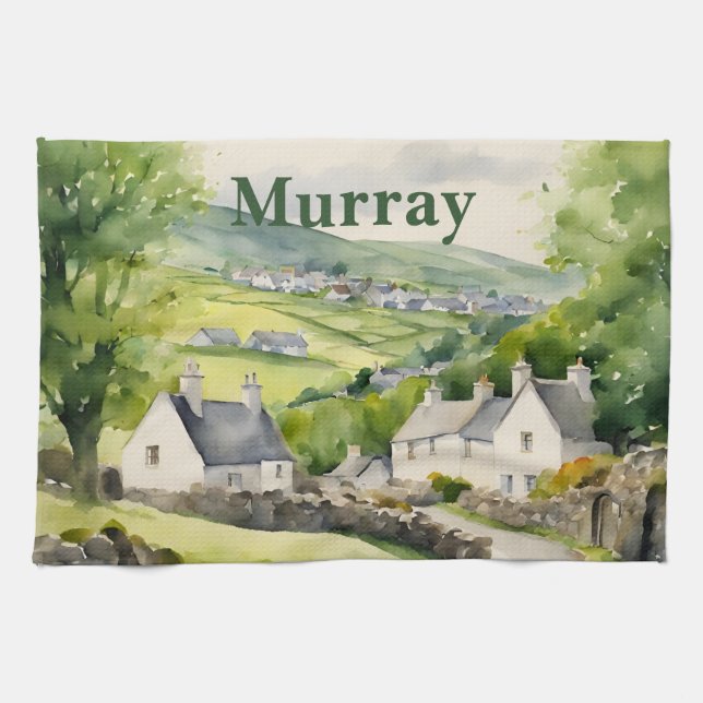 Ireland Country Village Irish Surname Name Custom  Kitchen Towel (Horizontal)
