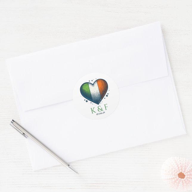 Ireland Couple Wedding Classic Round Sticker (Envelope)