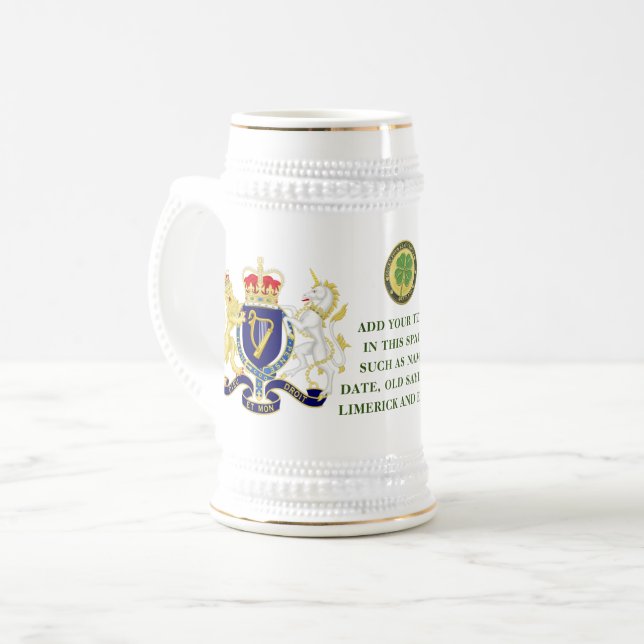 IRELAND CREST Personalized  Beer Stein (Front Left)