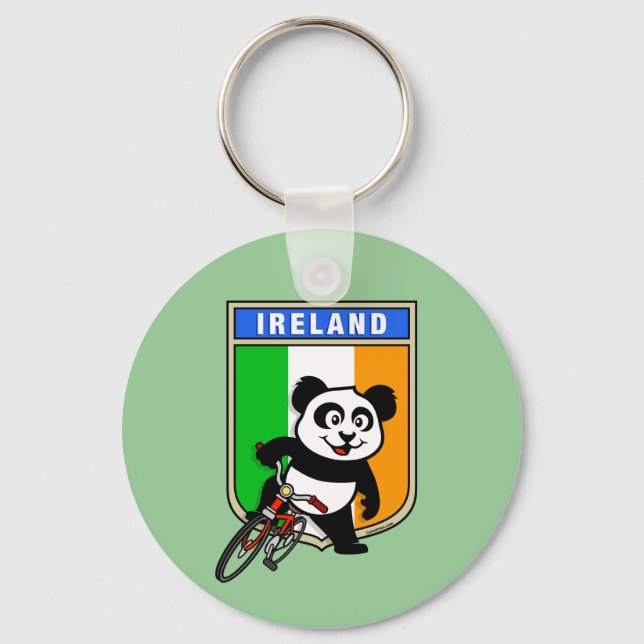 Ireland Cycling Panda Keychain (Front)