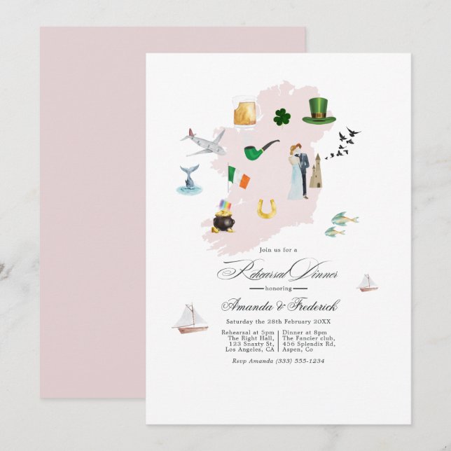 Ireland Destination Wedding Rehearsal Dinner Invitation (Front/Back)