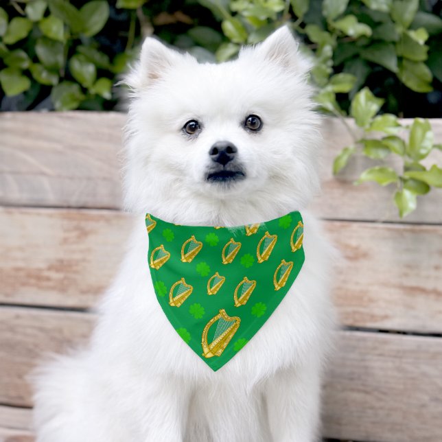 Ireland Dog Bandana, Shamrock, Harp, Flag, Irish Pet Bandana Collar (Dog)