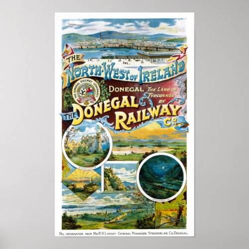 Ireland Donegal Railway Restored Vintage Poster