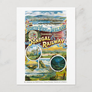 Ireland Donegal Railway Restored Vintage Poster Postcard