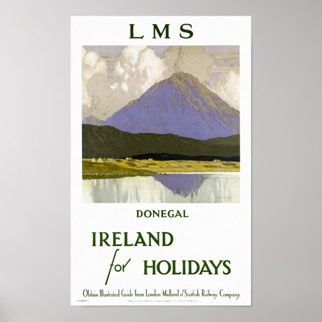Ireland Donegal Restored Vintage Travel Poster (Front)