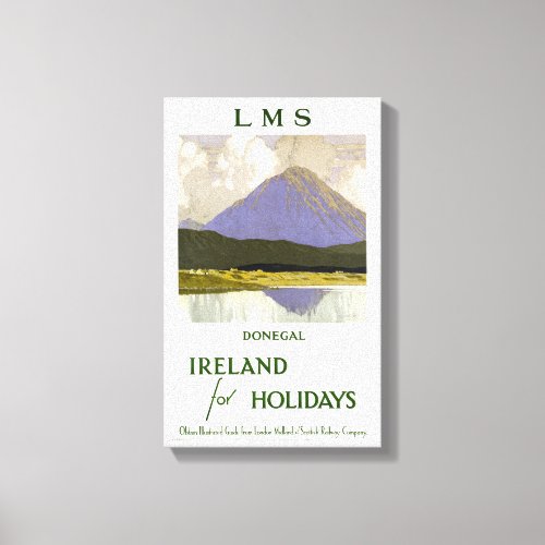 Ireland Donegal Restored Vintage Travel Poster Canvas Print