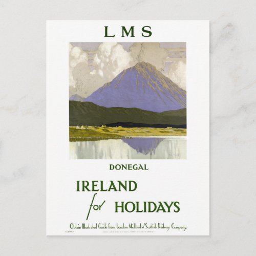 Ireland Donegal Restored Vintage Travel Poster Postcard