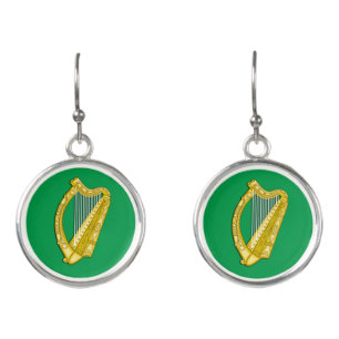 Ireland Earrings, Irish Harp, Paddy, Patriotic Earrings
