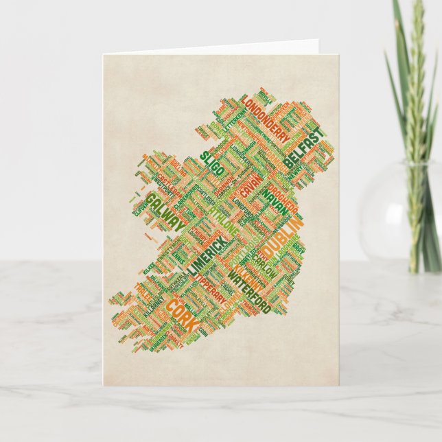 Ireland Eire City Text map Card (Front)