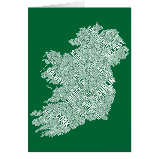 Ireland Eire City Text map Cards (Front)