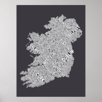 Ireland Eire City Text map Poster
