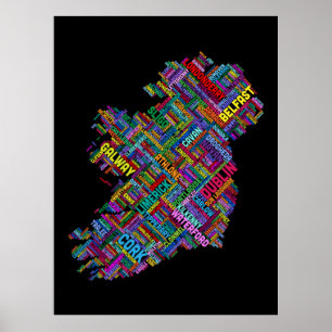 Ireland Eire City Text map Poster