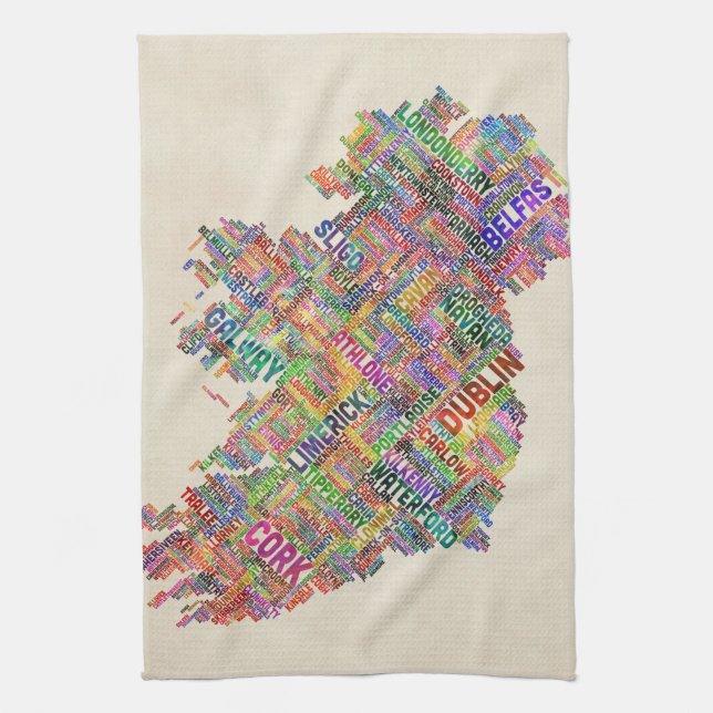 Ireland Eire City Text map Towel (Vertical)