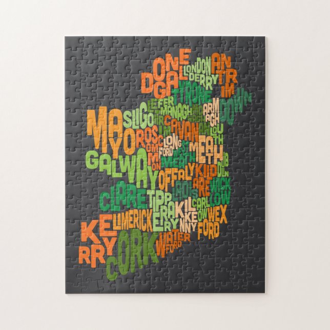 Ireland Eire County Text Map Jigsaw Puzzle (Vertical)