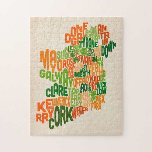 Ireland Eire County Text Map Jigsaw Puzzle