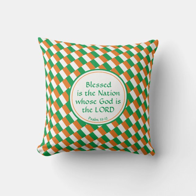 IRELAND Eire Custom Christian Scripture Blessed Throw Pillow (Front)