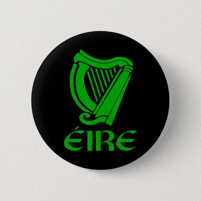 Ireland Eire Eireann Irish Pride Gaelic Harp St Pa Button (Front)