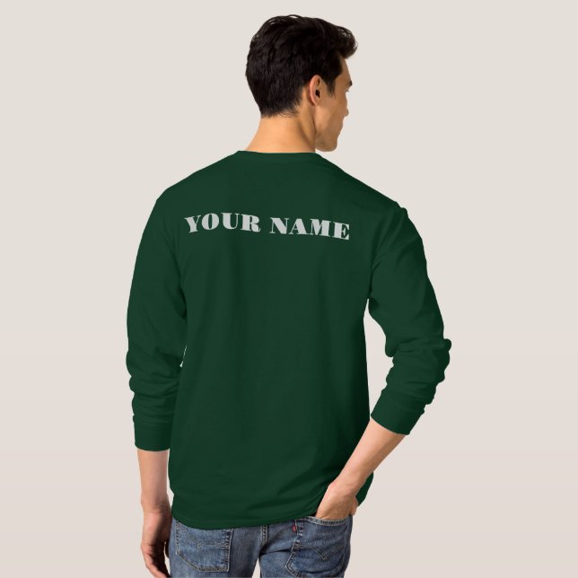 Ireland Elegance: Personalized Long Sleeve Green  T-Shirt (Back Full)
