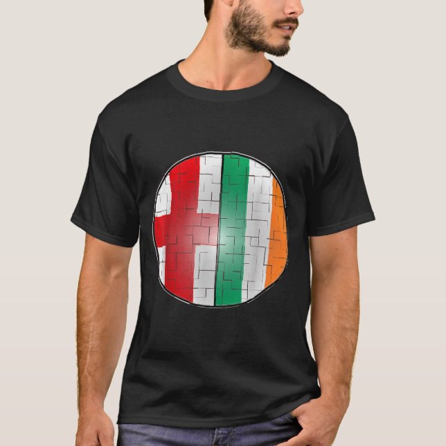 Ireland England Tee - Half Irish English Expat Puz (Front)