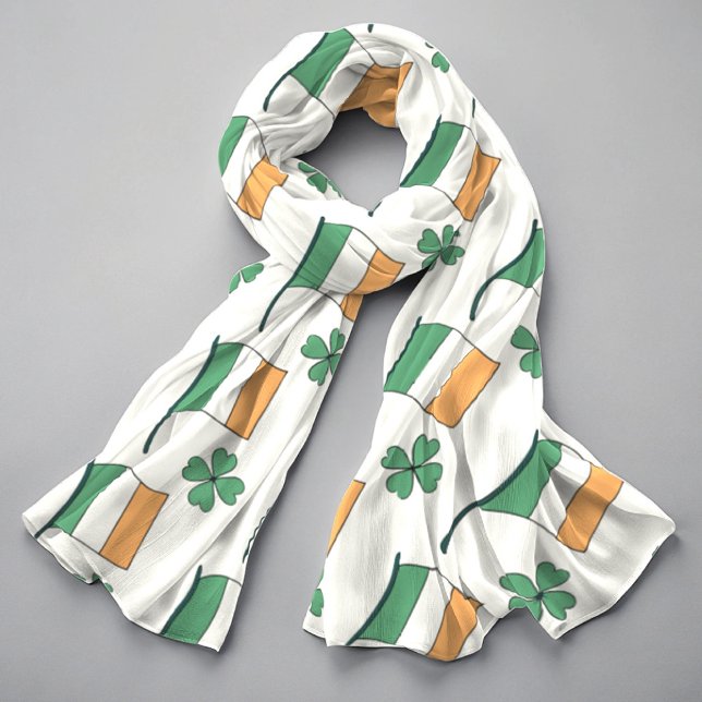 Ireland Flag and Lucky Clover Pattern St Patrick's Scarf (Creator Uploaded)