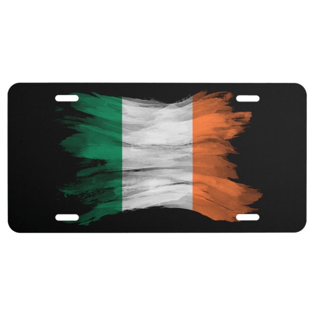 Ireland flag brush stroke, national flag license plate (Front)