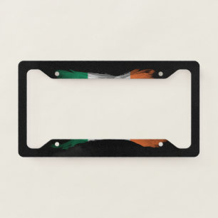 Ireland flag brush stroke, national flag license plate frame
