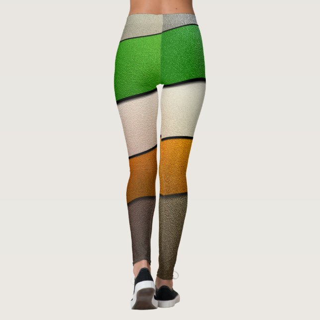 Ireland Flag Colors-Chrome by Shirley Taylor Leggings (Back)