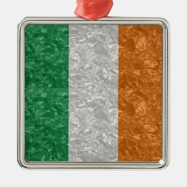 Ireland Flag - Crinkled Metal Ornament (Front)