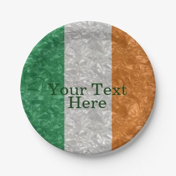 Ireland Flag - Crinkled Paper Plates by HandDrawnReMastered at Zazzle