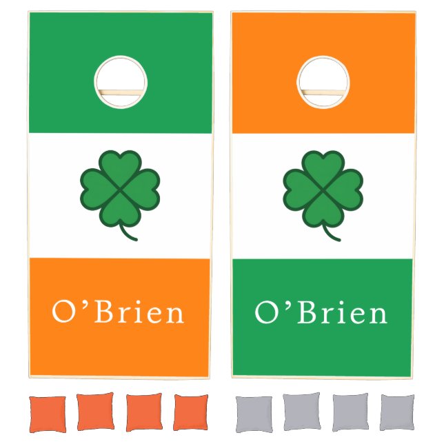 Ireland Flag Custom Name | Irish Shamrock Cornhole Set (Set)