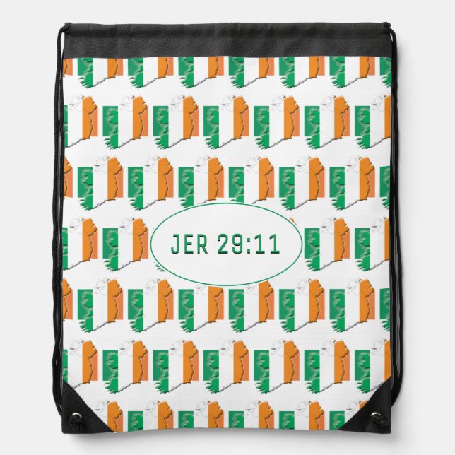 IRELAND FLAG | Customizable | JEREMIAH 29:11 Drawstring Bag (Front)