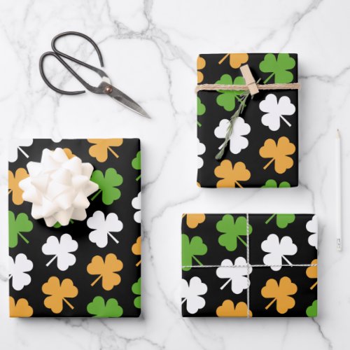 Ireland flag from shamrocks wrapping paper sheets