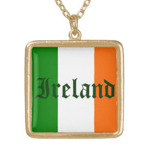 Ireland Flag Gold Plated Necklace