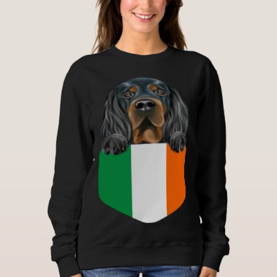 Ireland Flag Gordon Setter Dog In Pocket Sweatshirt