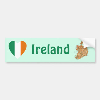 Ireland Flag Heart + Map Bumper Sticker