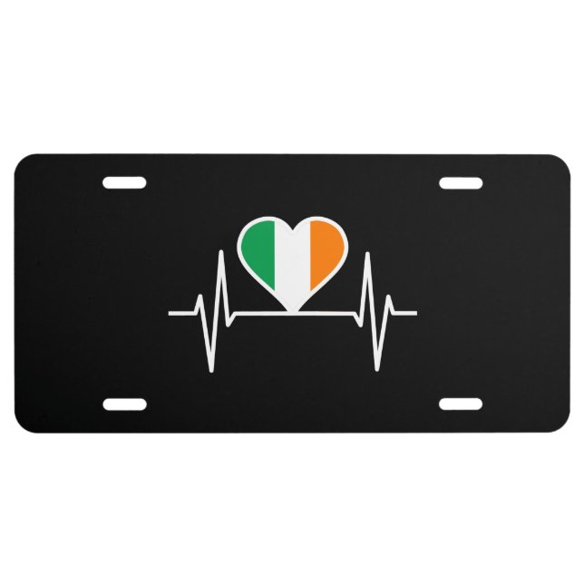 Ireland Flag Heartbeat License Plate (Front)
