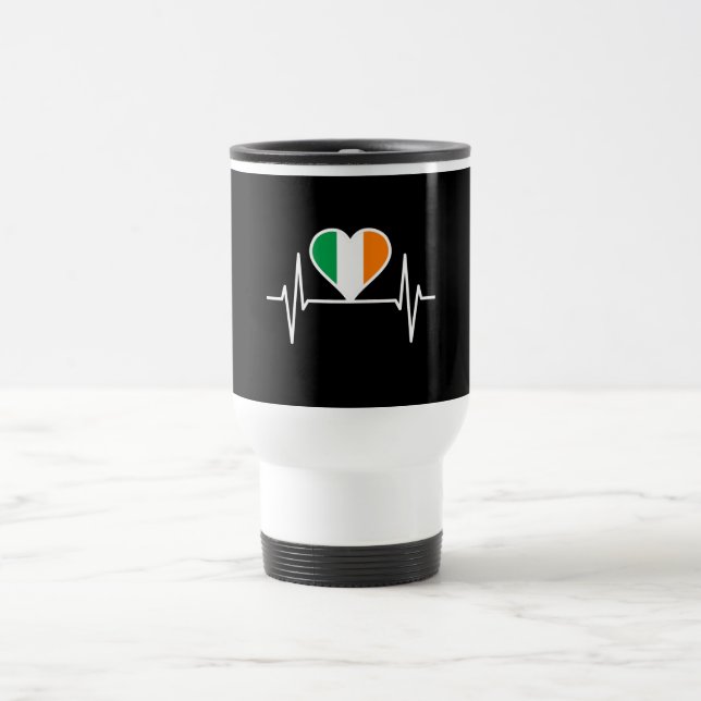 Ireland Flag Heartbeat Travel Mug (Center)