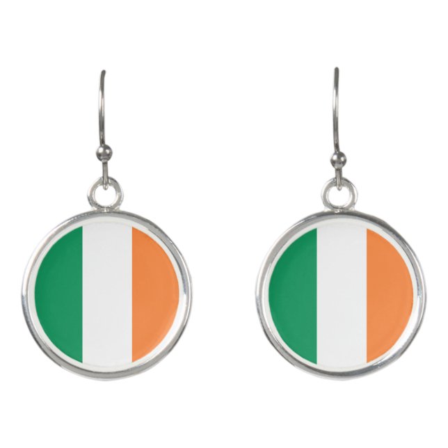 Ireland Flag: Irish Banner, Free UK Earrings (Front)